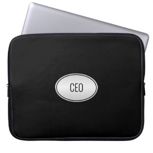 Housse Pour Ordinateur Portable Motif carré élégant en noir et argent