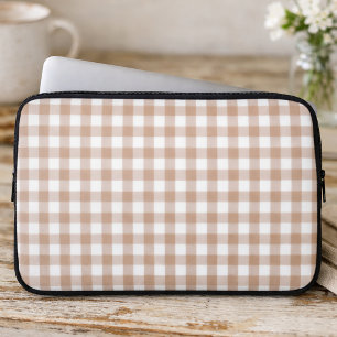 Housse Pour Ordinateur Portable Motif carreaux gingham rose et blanc de campagne