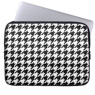Housse Pour Ordinateur Portable Motif classique en Houndstooth : Noir & Blanc Vint