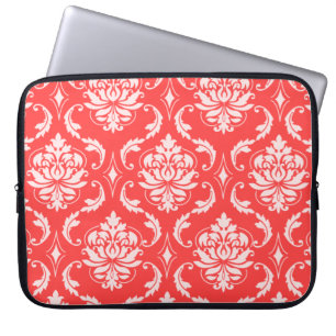 Housse Pour Ordinateur Portable Motif classique rouge de corail de damassé