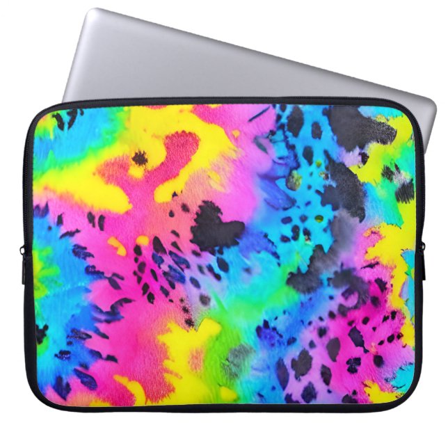 Housse Pour Ordinateur Portable Motif coloré Wild Cheetah Tye Dye (Devant)