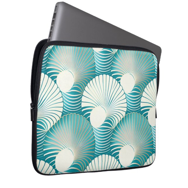 Housse Pour Ordinateur Portable Motif coquillage mer bleu (Devant droit)