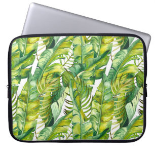 Housse Pour Ordinateur Portable Motif d'aquarelle Feuille de banane tropicale