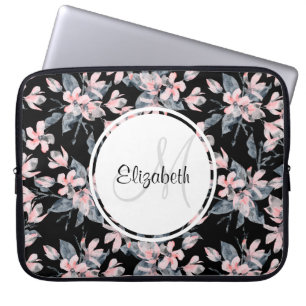 Housse Pour Ordinateur Portable Motif d'aquarelle rose et gris