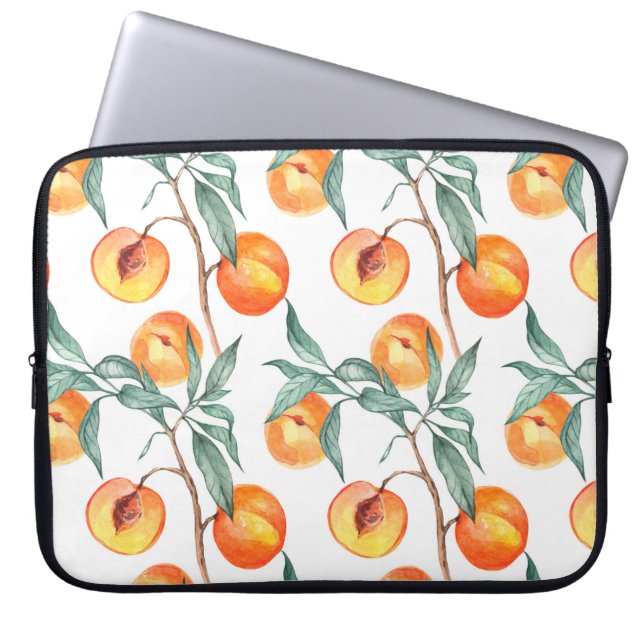 Housse Pour Ordinateur Portable Motif d'aquarelle transparente avec pêches sur un  (Devant)