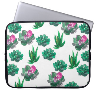 Housse Pour Ordinateur Portable Motif d'aquarelle transparente avec succulents