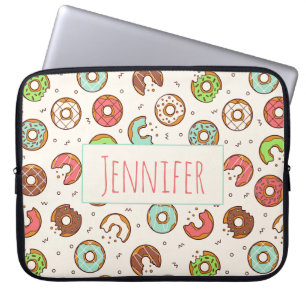 Housse Pour Ordinateur Portable Motif de beignets colorés de style rétro