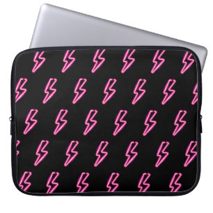 Housse Pour Ordinateur Portable Motif de boulon à éclair de néon rose