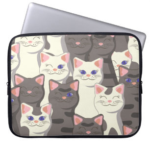 Housse Pour Ordinateur Portable Motif de chats blancs et gris