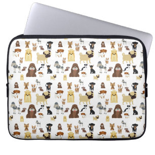 Housse Pour Ordinateur Portable motif de chiens arrière - plans blancs.