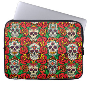 Housse Pour Ordinateur Portable Motif de crânes floraux