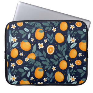 Housse Pour Ordinateur Portable Motif de délice orange et floral