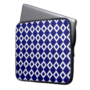 Housse Pour Ordinateur Portable Motif de diamants blancs et de marine