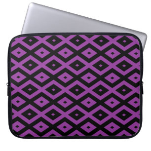 Housse Pour Ordinateur Portable Motif de diamants violet et noir