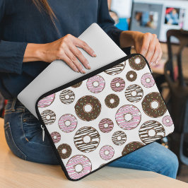 Housse Pour Ordinateur Portable Motif De Donuts, Donuts Roses, Donuts Brown