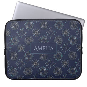Housse Pour Ordinateur Portable Motif de feu d'artifice orné bleu personnalisé élé