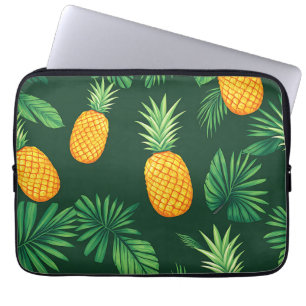 Housse Pour Ordinateur Portable Motif de feuilles d'ananas tropical