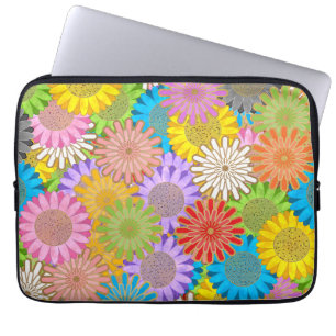 Housse Pour Ordinateur Portable Motif de fleur hippie chaotique occupé coloré vif