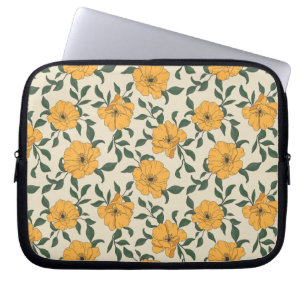 Housse Pour Ordinateur Portable Motif de fleurs de crapaud orange