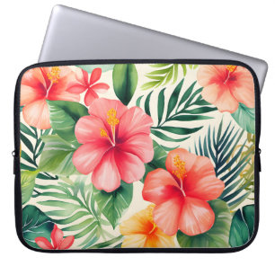 Housse Pour Ordinateur Portable Motif de fleurs d'hibiscus tropicaux