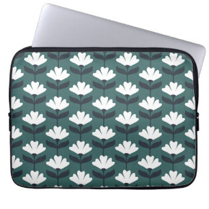Housse Pour Ordinateur Portable Motif de fleurs vintage vert de mer