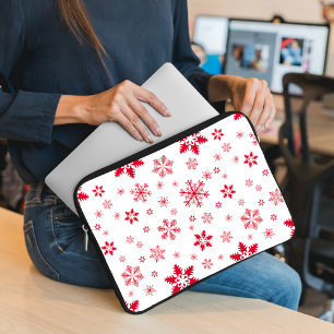 Housse Pour Ordinateur Portable Motif de flocon de neige, Flammes de neige rouges,