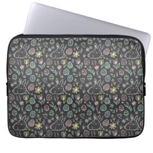 Housse Pour Ordinateur Portable Motif de gribouillis de lapin de Pâques sur tablea
