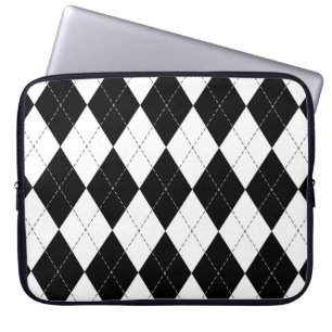 Housse Pour Ordinateur Portable Motif de Jacquard géométrique noir blanc