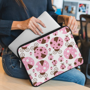 Housse Pour Ordinateur Portable Motif De Ladybugs, Mignons Ladybugs, Pink Ladybugs
