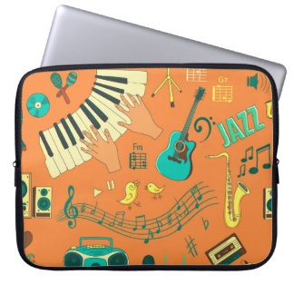 Housse Pour Ordinateur Portable Motif de musique colorée à la main