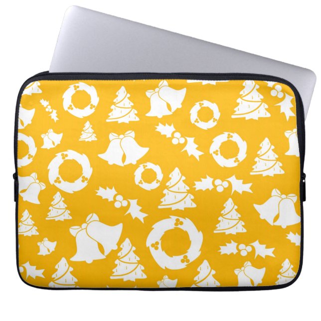 Housse Pour Ordinateur Portable Motif de Noël jaune (Devant)