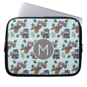 Housse Pour Ordinateur Portable Motif de pandas chinois mignons monogrammé