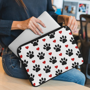 Housse Pour Ordinateur Portable Motif De Pâtes, Pâtes De Chien, Pâtes Noires, Coeu
