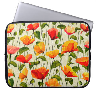 Housse Pour Ordinateur Portable Motif de pavots papier numérique