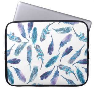 Housse Pour Ordinateur Portable Motif de plume d'aquarelle transparente