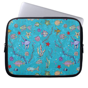 Housse Pour Ordinateur Portable Motif de poissons de turquoise