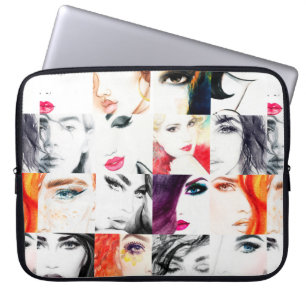 Housse Pour Ordinateur Portable Motif de portrait féminin aquarelle