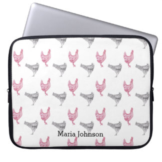 Housse Pour Ordinateur Portable motif de poulet à la main| Nom de la personnaliser