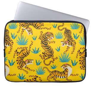 Housse Pour Ordinateur Portable Motif de tigre d'or asiatique