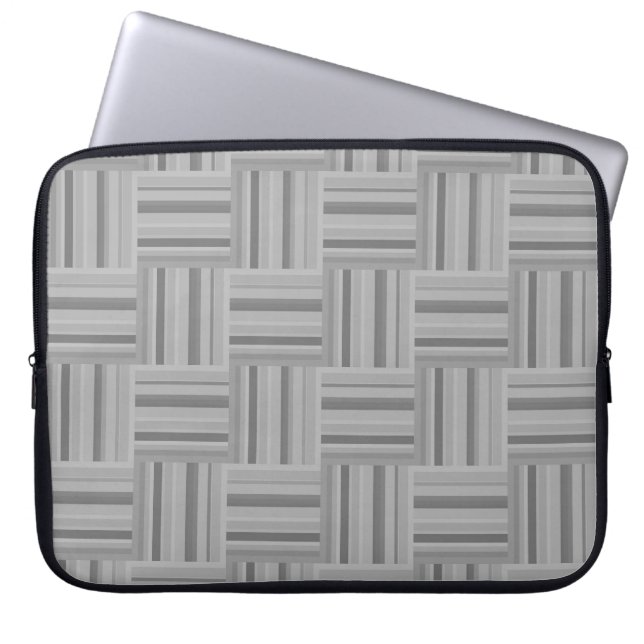 Housse Pour Ordinateur Portable Motif de tissage rayures grises (Devant)