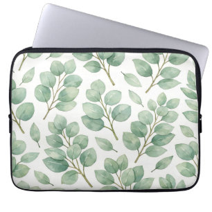 Housse Pour Ordinateur Portable Motif de verdure d'eucalyptus à l'aquarelle