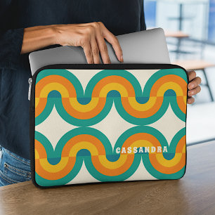 Housse Pour Ordinateur Portable Motif demi-cercles rétro coloré personnalisé
