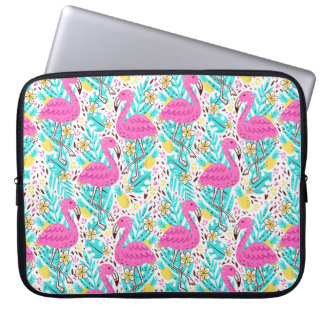 Housse Pour Ordinateur Portable Motif d'été brillant avec flamant, coeur, glace-c