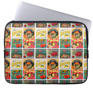 Housse Pour Ordinateur Portable Motif d'étiquette de fruit vintage