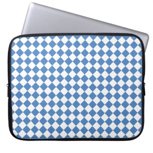 Housse Pour Ordinateur Portable Motif diamant à carreaux bleu blanc