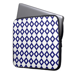 Housse Pour Ordinateur Portable Motif diamant blanc et marine