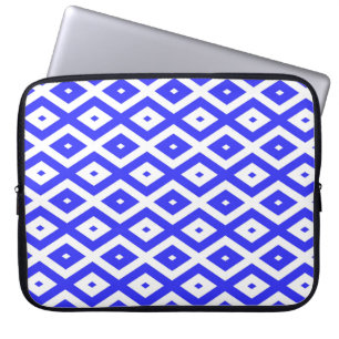 Housse Pour Ordinateur Portable Motif diamant bleu royal et blanc