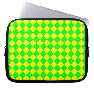 Housse Pour Ordinateur Portable Motif diamant jaune-vert Checker