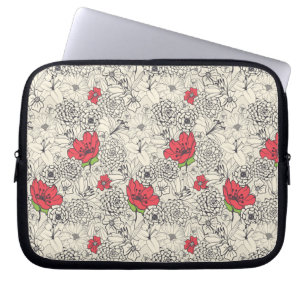 Housse Pour Ordinateur Portable Motif du jardin de fleurs de pavot