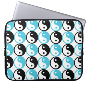 Housse Pour Ordinateur Portable Motif du Yin yang bleu et noir